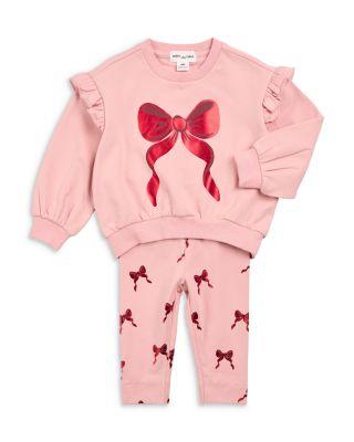 Girls' Foil Holiday Bow Sweatshirt & Bow Print Leggings Set - Baby by MILES THE LABEL