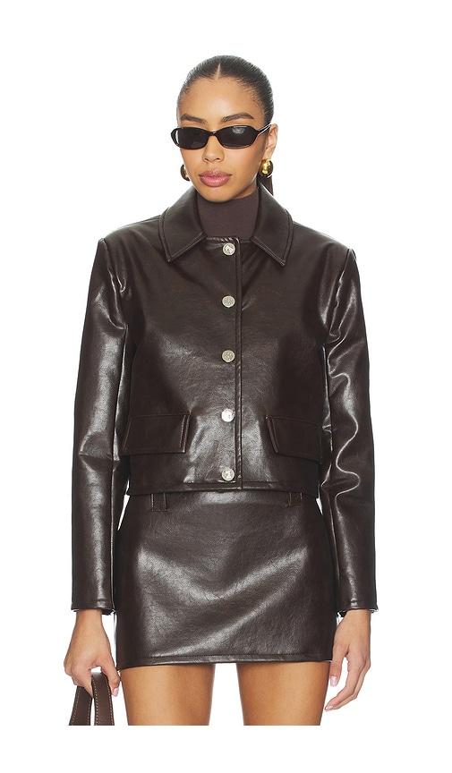 Milkwhite Cropped Faux Leather Jacket in Brown by MILKWHITE