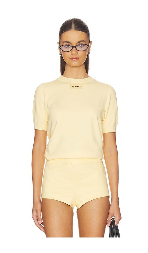 Milkwhite Short Sleeve Sweater in Yellow by MILKWHITE