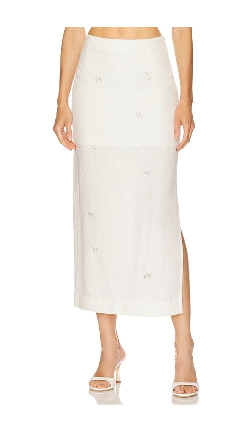 Milkwhite x REVOLVE Midi Skirt With Mini Strass Bows in White by MILKWHITE