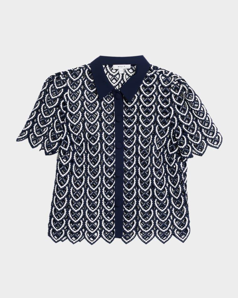 Addison Collared Lace Top by MILLY