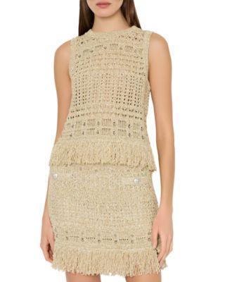 Beaded Fringe Hem Knit Top by MILLY