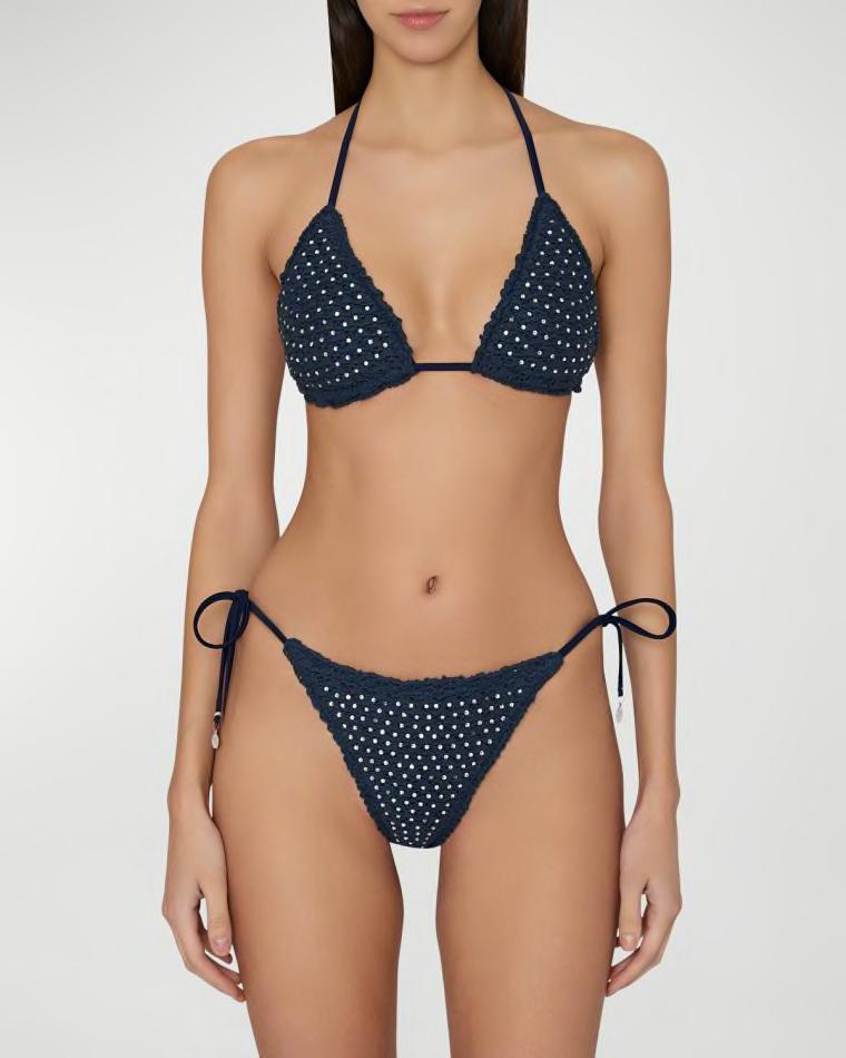 Crystal Glimmer Crochet Bikini Bottoms by MILLY CABANA