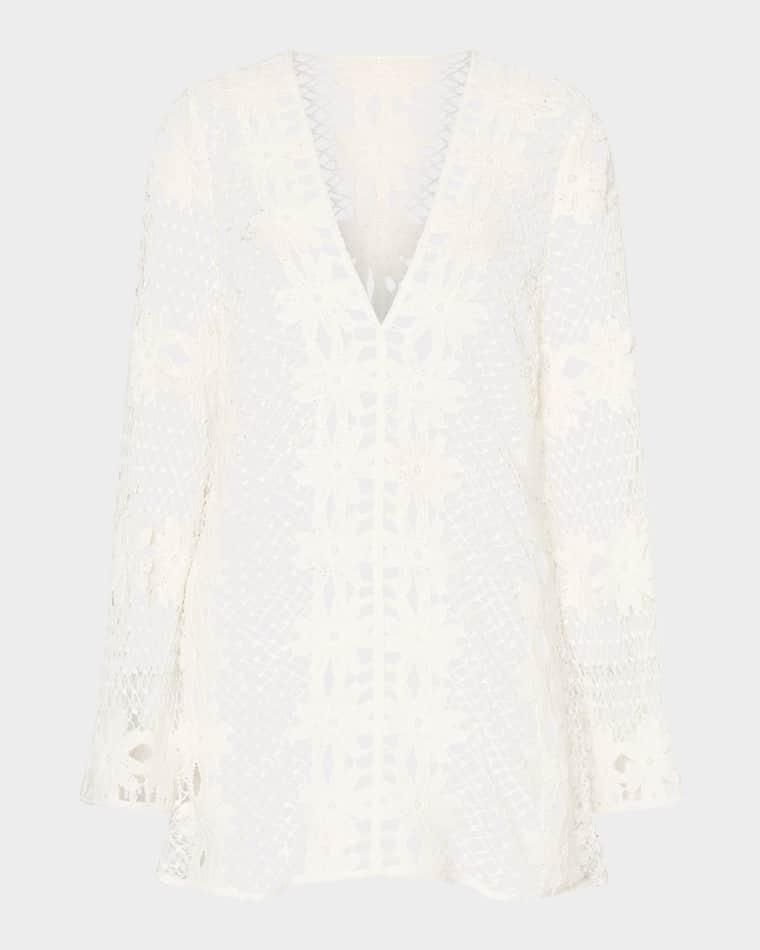 Floral Crochet Mini Sun Dress Coverup by MILLY