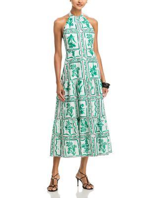 Floral Tile Linen Hayden Dress by MILLY