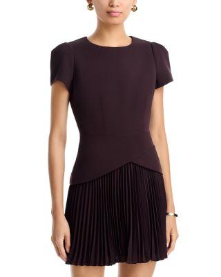 Haddy Pleated Short Sleeve Mini Dress by MILLY