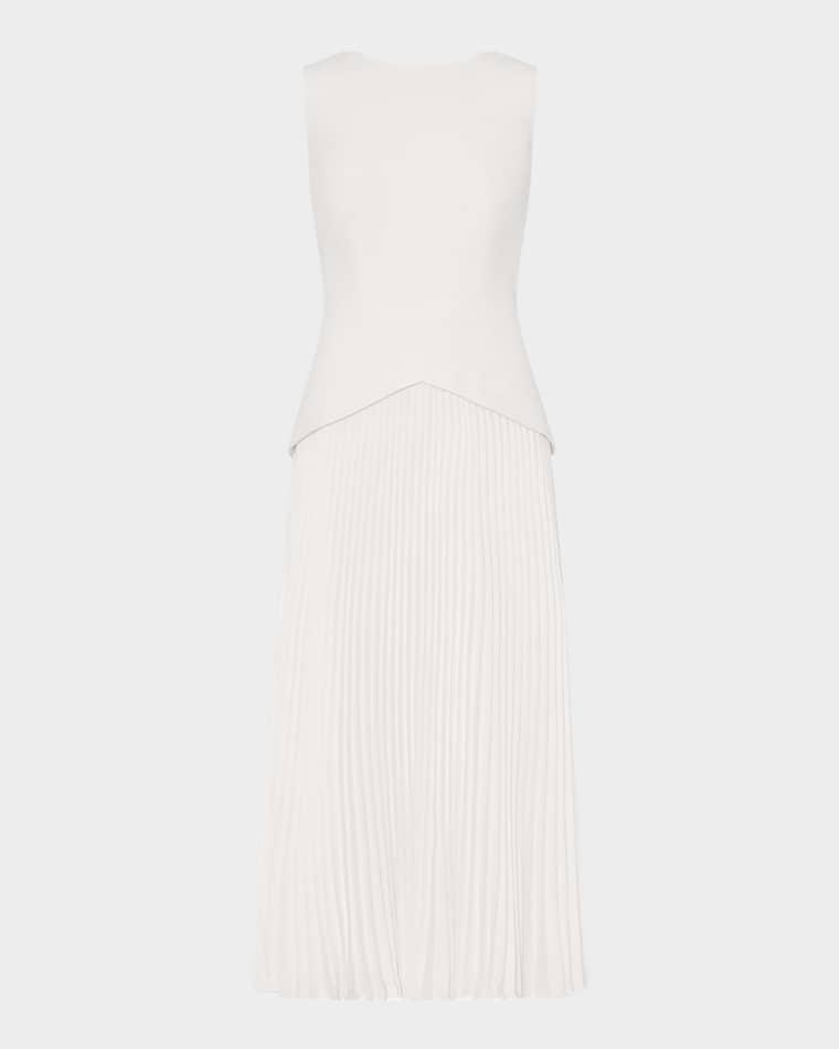 Helen Pleated Drop-Waist Midi Dress by MILLY