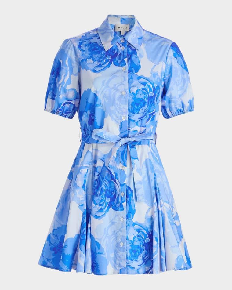 Juni Printed Stretch Cotton Poplin Mini-Shirtdress by MILLY