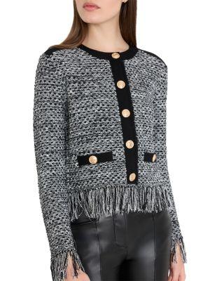 Kaia Crewneck Cardigan Sweater by MILLY
