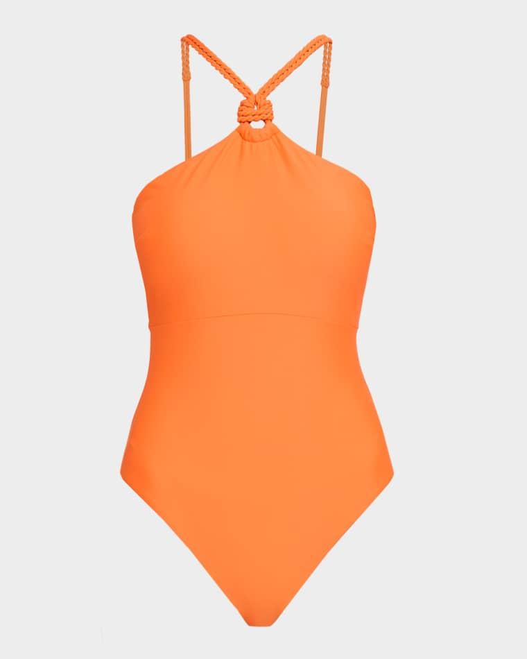 Knotted Rope Halter One-Piece Swimsuit by MILLY