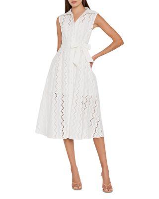Leya Eyelet Embroidered Midi Dress by MILLY