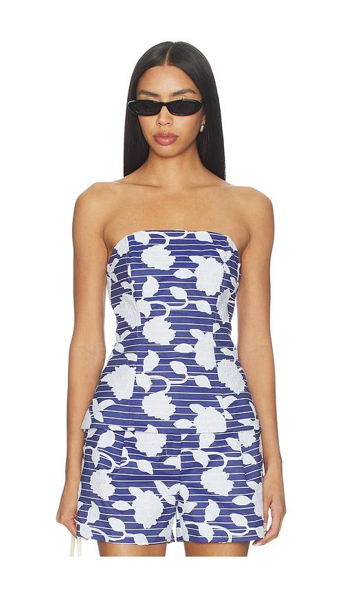 MILLY Adeline Floral Top in Navy,White by MILLY