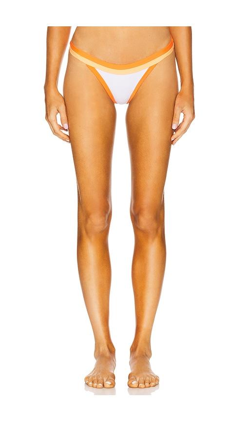 MILLY Amalfi Colorblock Bikini Bottom in White,Orange by MILLY