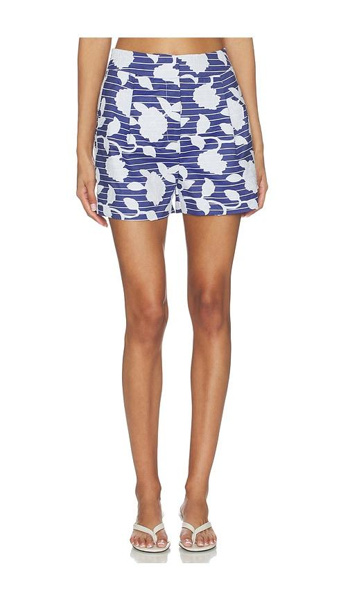 MILLY Amanda Floral Linen Short in Navy,White by MILLY