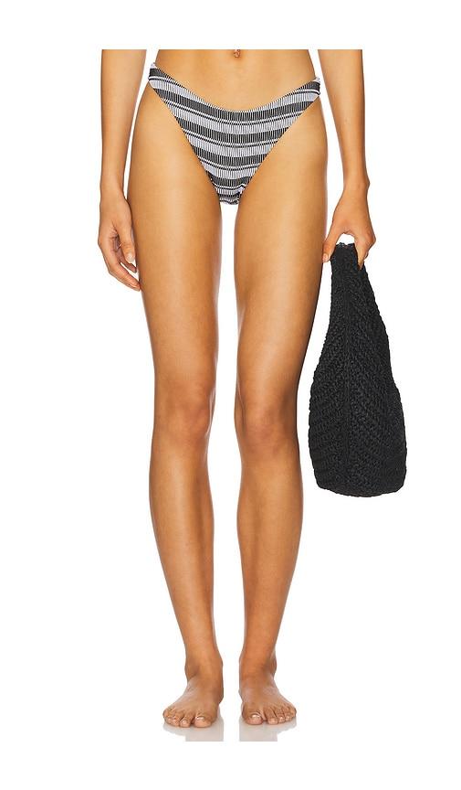 MILLY Stripe Margot Bikini Bottom in Black,White by MILLY