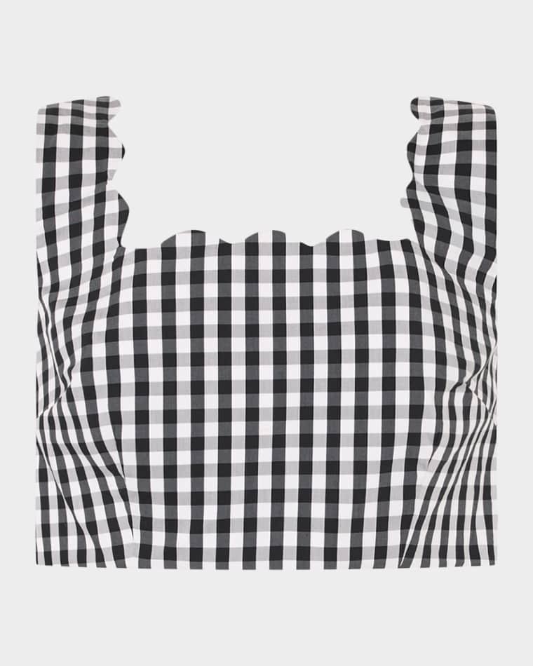 Mia Scalloped Gingham Crop Top by MILLY