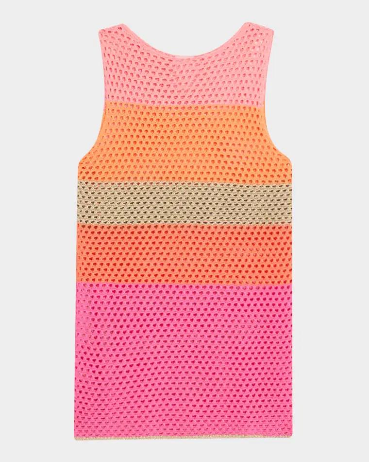 Open-Knit Striped Mini Dress Coverup by MILLY