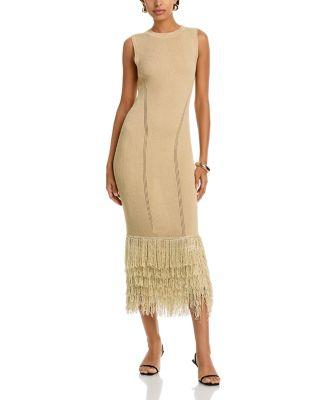 Raz Metallic Rib Fringe Dress by MILLY