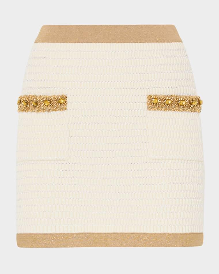 Reggie Sequin-Embellished Woven Mini Skirt by MILLY