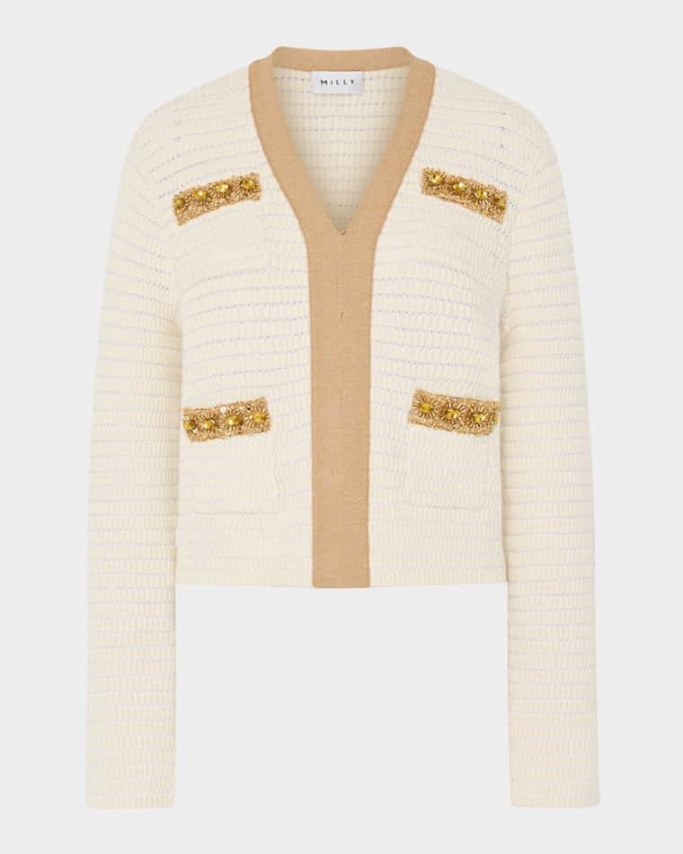 Reid Sequin-Embellished Cardigan by MILLY