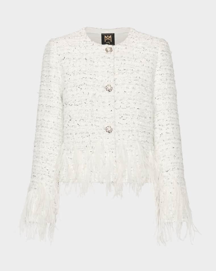 Richele Metallic Tweed Button-Front Jacket by MILLY