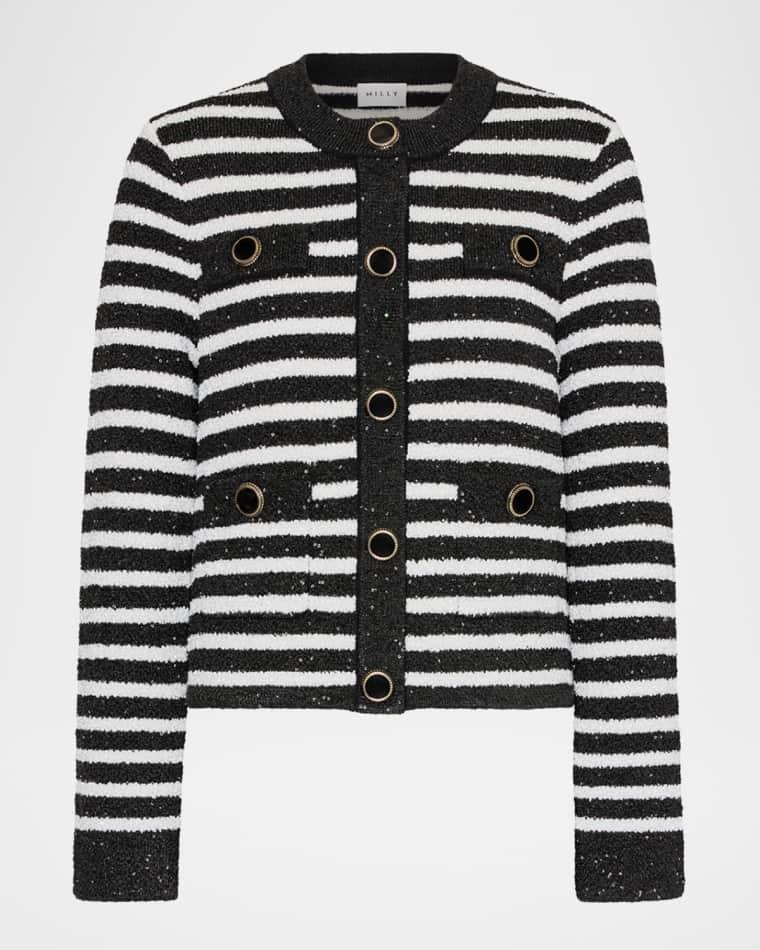 Sequin Striped Cardigan Jacket by MILLY