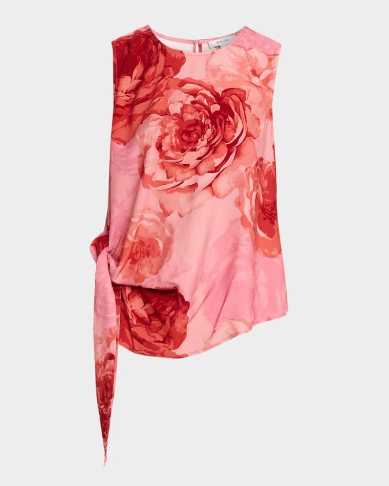 Serena Draped Floral-Print Top by MILLY