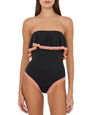 Strapless Crochet Ruffle One Piece Swimsuit by MILLY