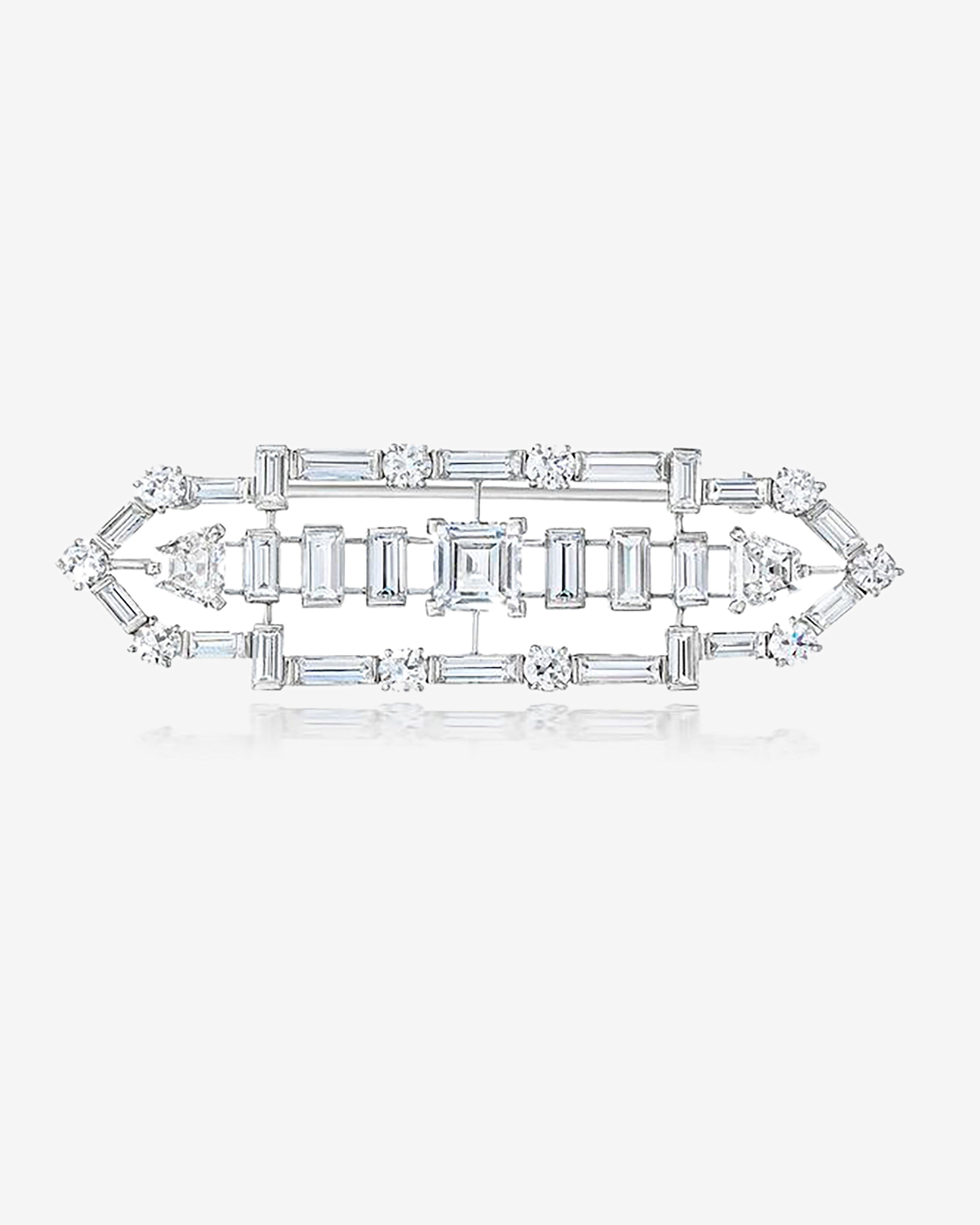 Mindi Mond - Art Deco Brooch - (White Gold) by MINDI MOND