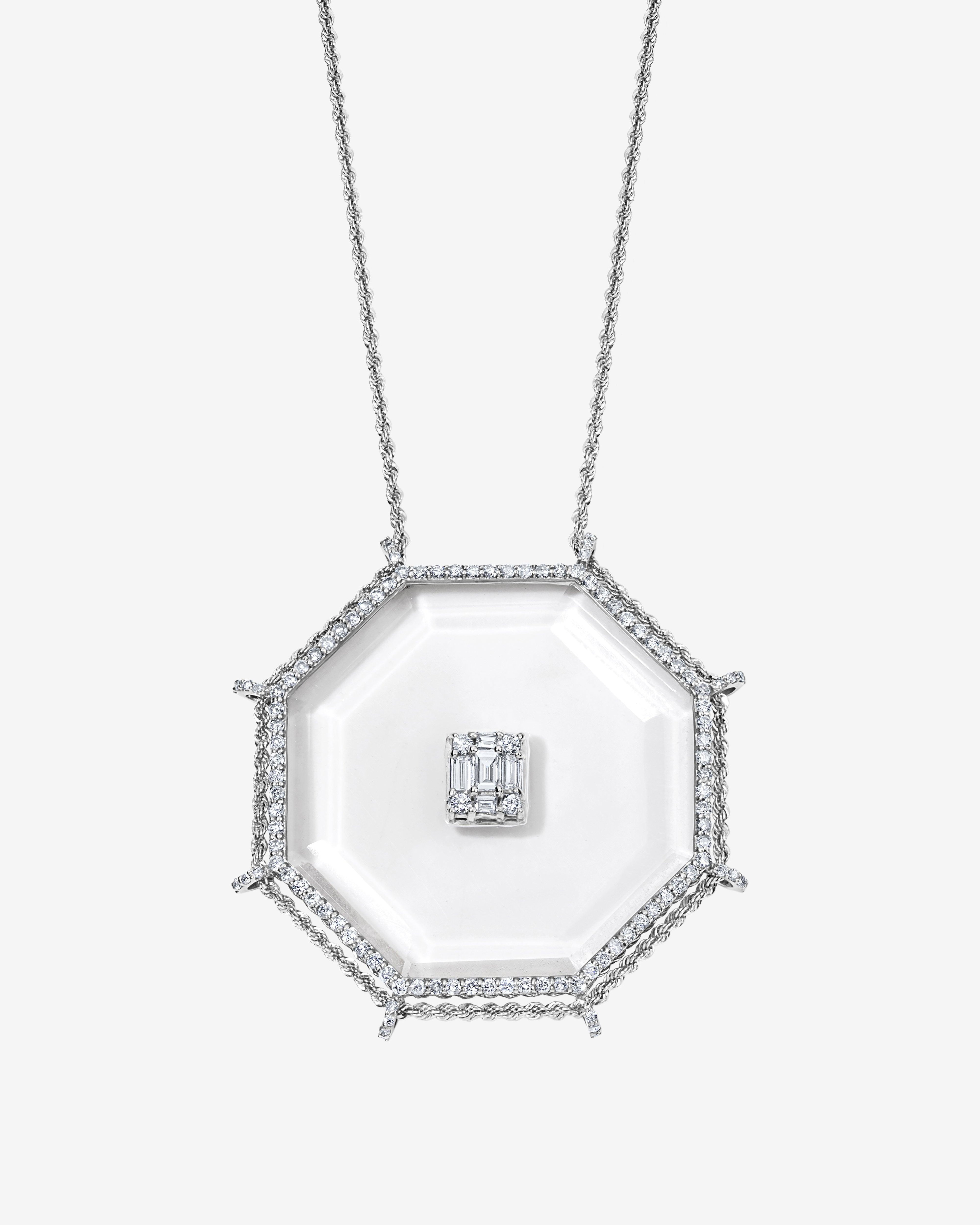 Mindi Mond - Women's Clarity Crystal Octagon Necklace - (White Gold) by MINDI MOND