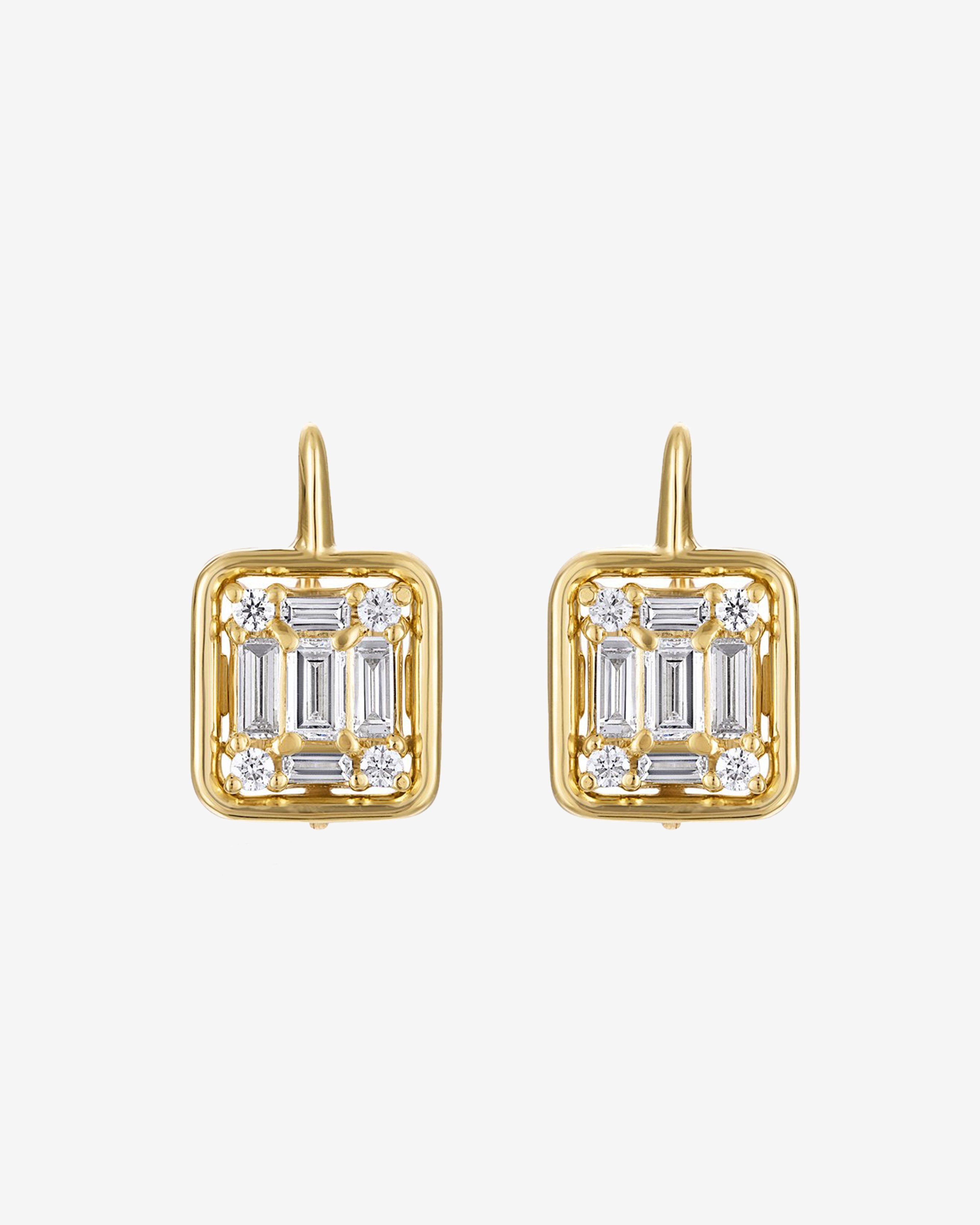 Mindi Mond - Women's Clarity Cube Earrings - (Yellow Gold) by MINDI MOND