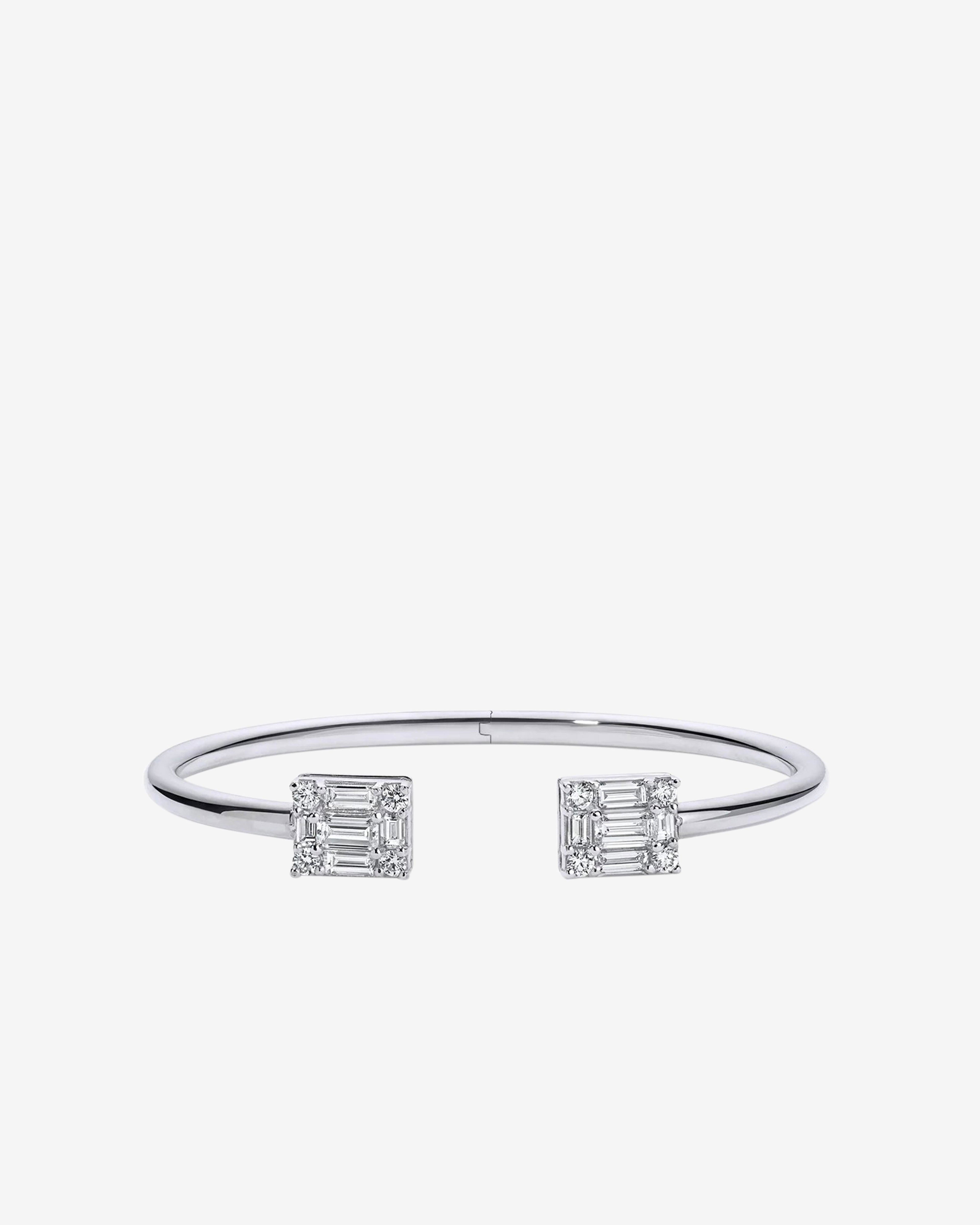 Mindi Mond - Women's Clarity Dual Cube Hinged Bangle - (White Gold) by MINDI MOND