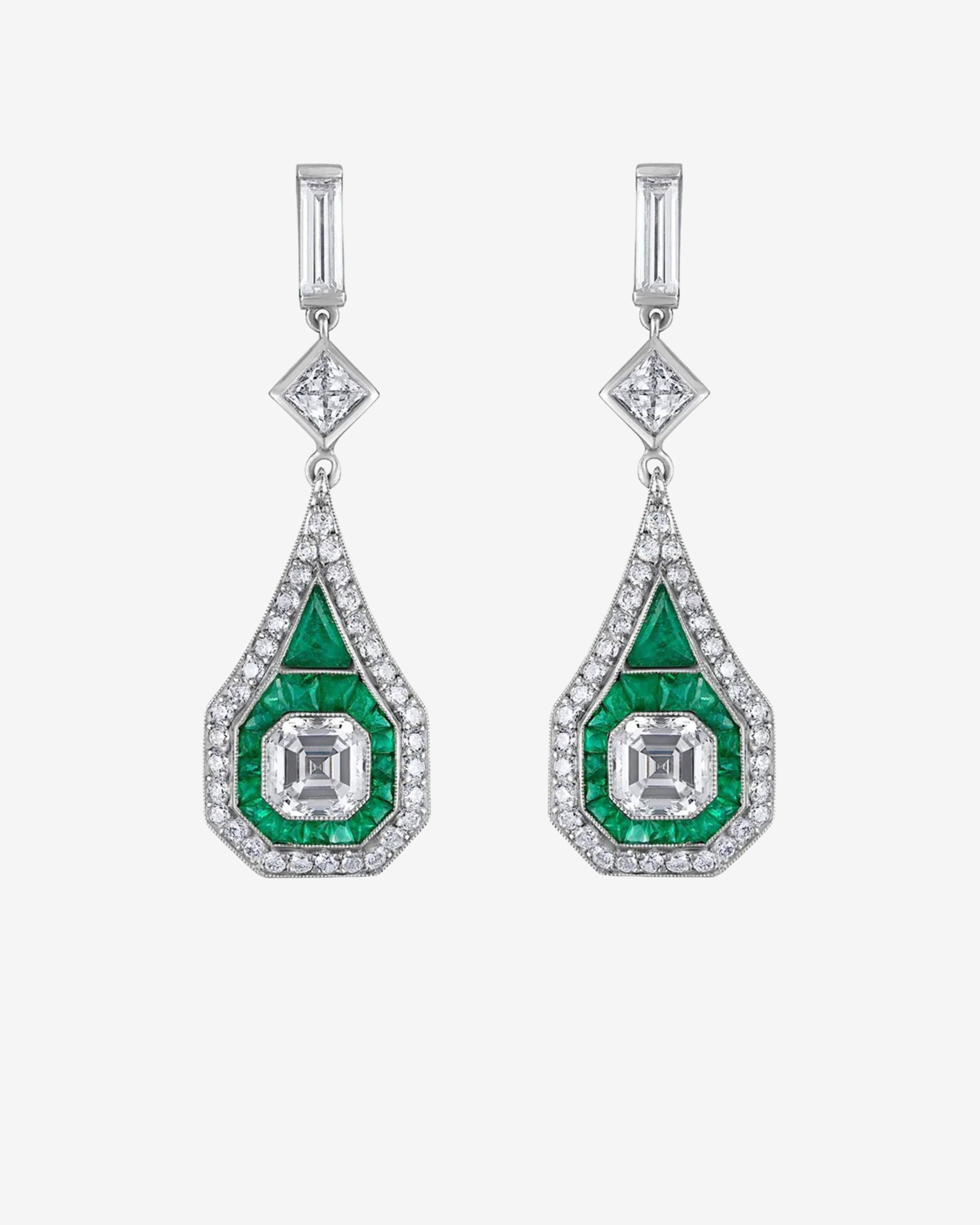 Mindi Mond - Women's Deco Elongated Drop Earrings - (Green) by MINDI MOND