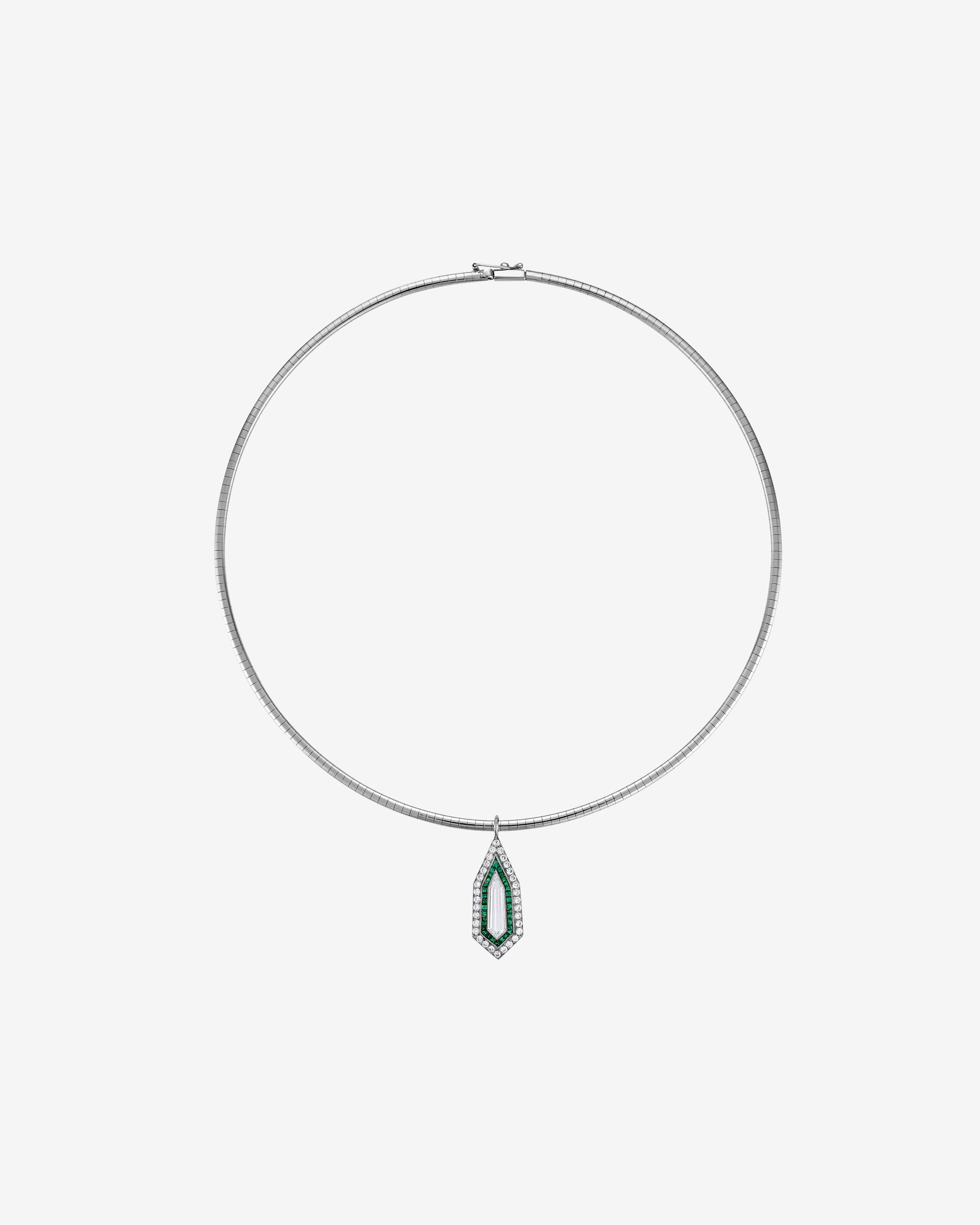 Mindi Mond - Women's Diamond Kite Emerald Pendant Necklace - (Platinum) by MINDI MOND