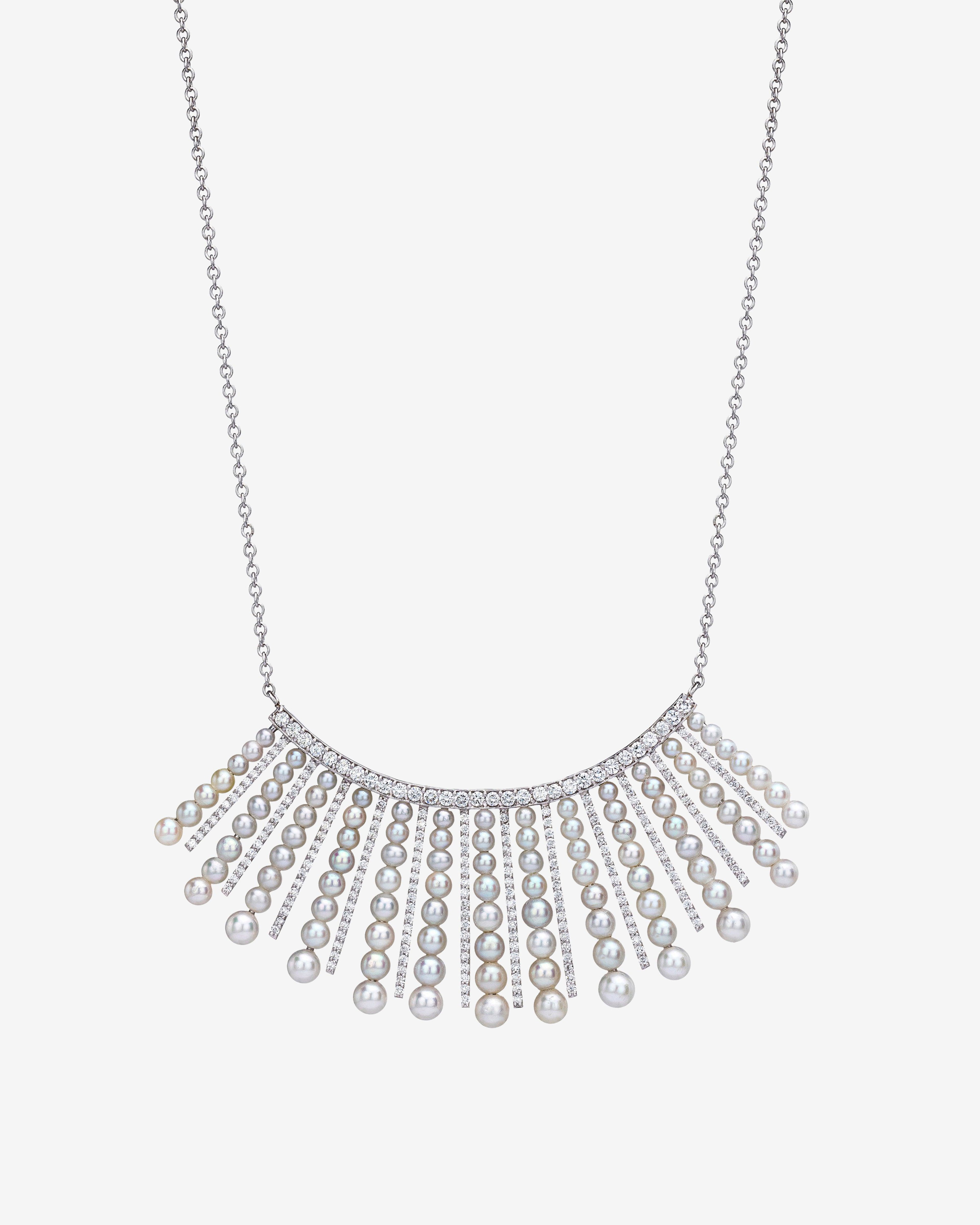 Mindi Mond - Women's Diamond Pearl Spoke Necklace - (White Gold) by MINDI MOND