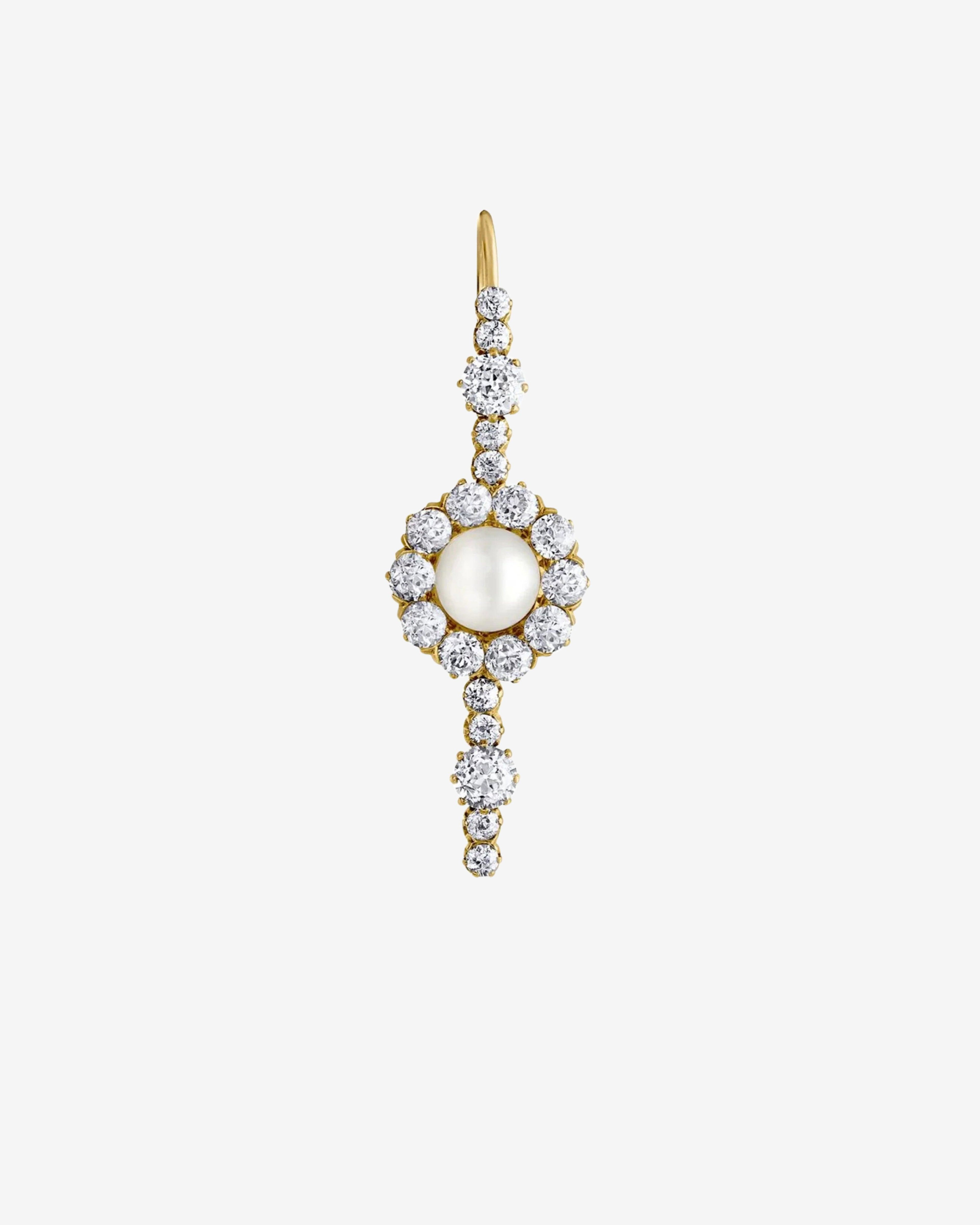 Mindi Mond - Women's Pearl & Diamond Single Drop Earring - (Yellow Gold) by MINDI MOND
