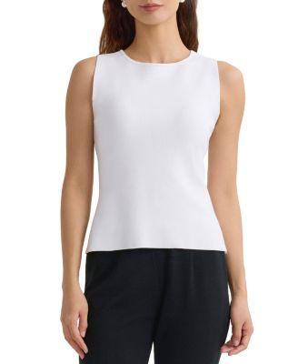 Boat Neck Ribbed Soft Knit Tank by MING WANG