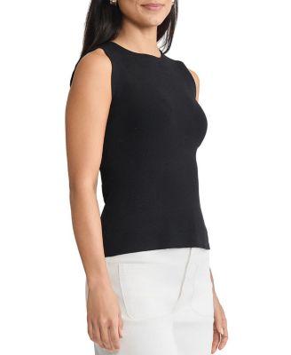 Boat Neck Ribbed Soft Knit Tank by MING WANG