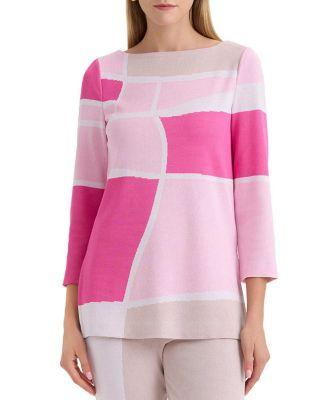 Colorblock Jacquard Soft Knit Tunic by MING WANG
