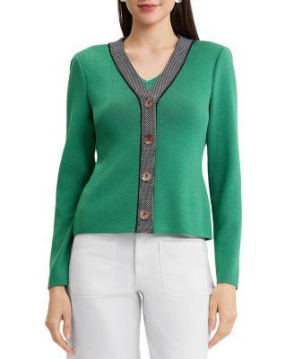 Contrast Trim Soft Knit Cardigan by MING WANG