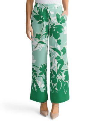 Crepe De Chine Floral Printed Wide-Leg Pants by MING WANG