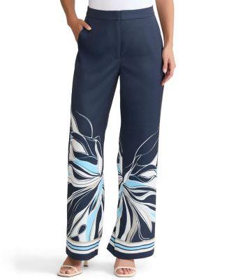 Crepe de Chine Floral Wide-Leg Pants by MING WANG