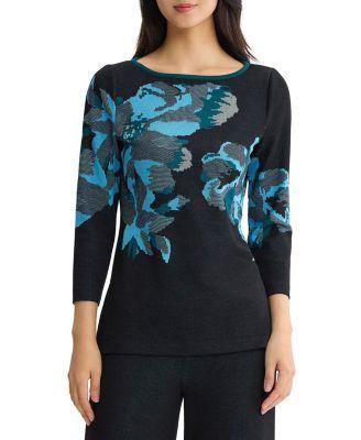 Plus Floral Jacquard Soft Knit Tunic by MING WANG