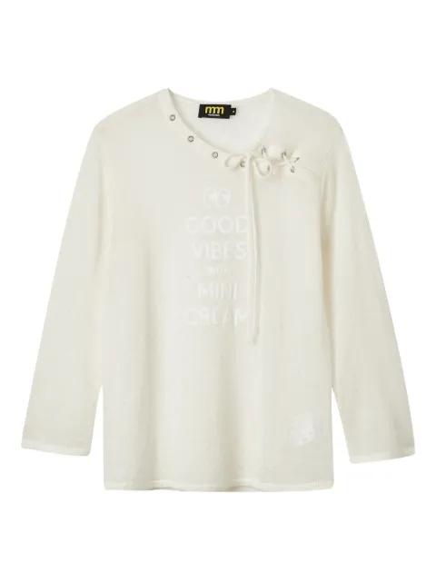 asymmetrical-neck long-sleeve sweater by MINI CREAM