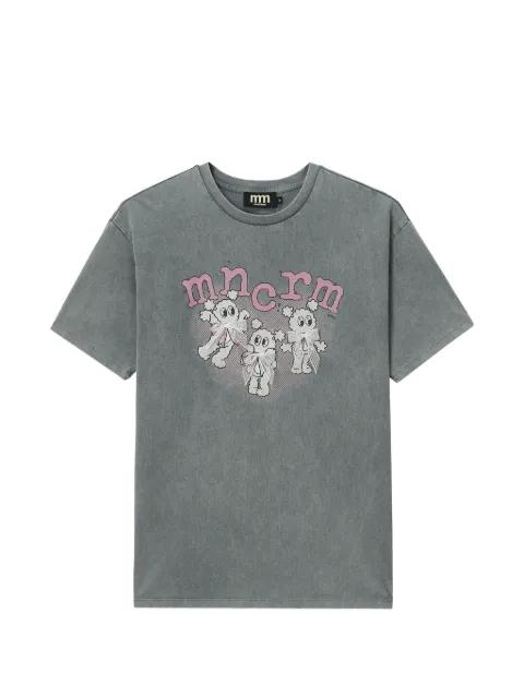 bow-detail graphic-print T-shirt by MINI CREAM