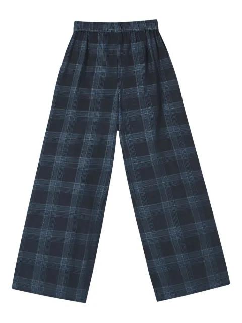 elasticated-waist checked trousers by MINI CREAM