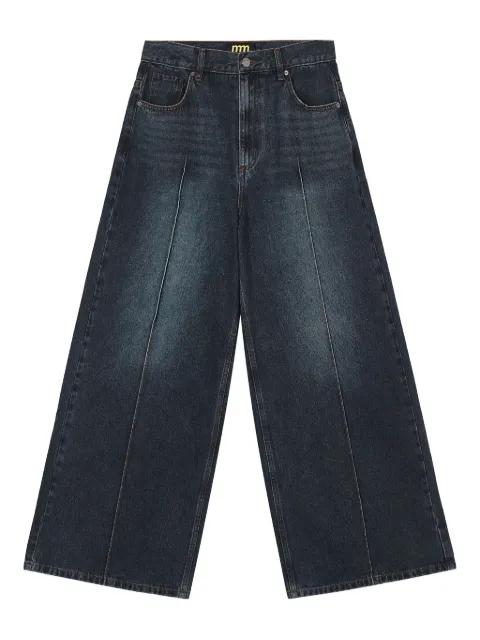 embroidered five-pocket wide-leg jeans by MINI CREAM