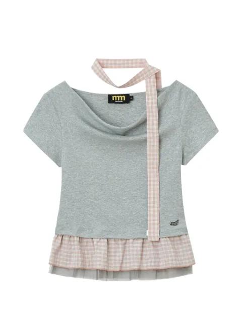 gingham-check peplum blouse by MINI CREAM