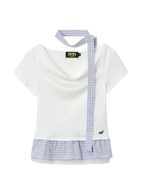 gingham-check ruffled blouse by MINI CREAM