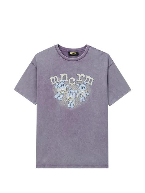 graphic-print bow-detail T-shirt by MINI CREAM